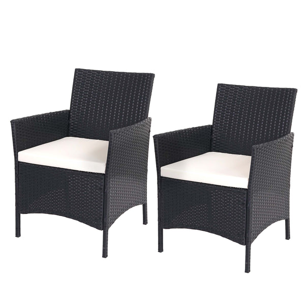 2x Poly-Rattan Gartensessel Halden ~ anthrazit Kissen creme