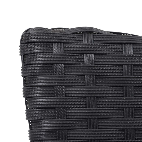 2x Poly-Rattan Sessel, Gartenstuhl, stapelbar ~ schwarz, Kissen dunkelgrau