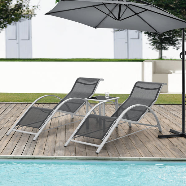 2x Liegestuhl Gartenmöbelset Caltabellotta 3-tlg.