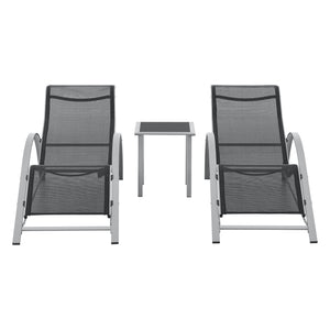 2x Liegestuhl Gartenmöbelset Caltabellotta 3-tlg.