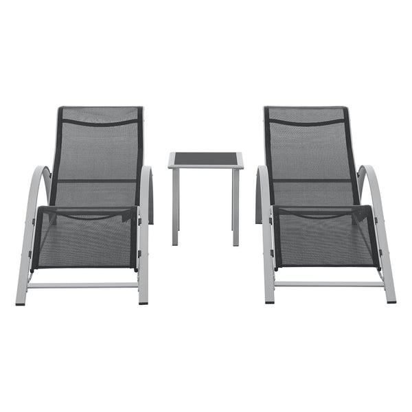 2x Liegestuhl Gartenmöbelset Caltabellotta 3-tlg.