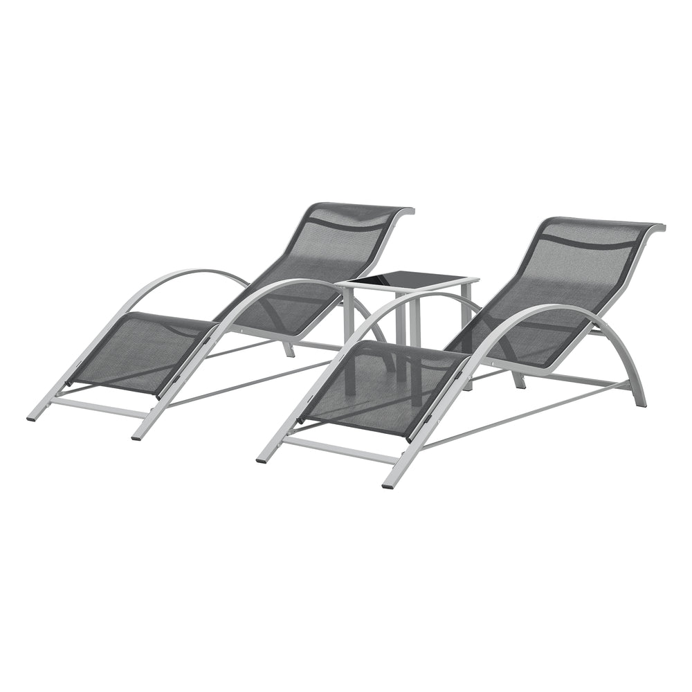 2x set di mobili da giardino Caltabellotta da 3 pezzi (sdraio).
