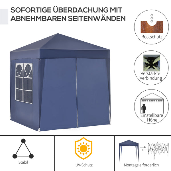 2x2m Faltpavillon mit Fenster & Tür wetterfest