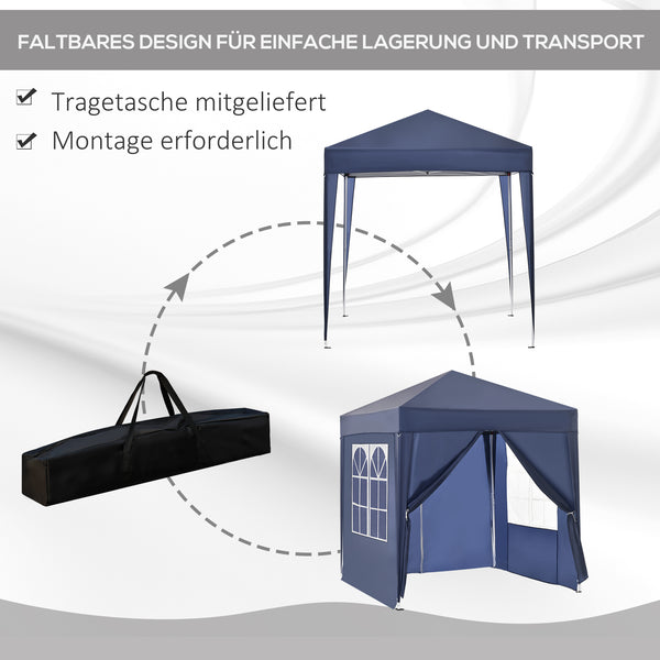 2x2m Faltpavillon mit Fenster & Tür wetterfest