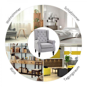Einzelsessel Relaxsessel Ohrensessel Akzentsessel mit Tufting Polyester Grau