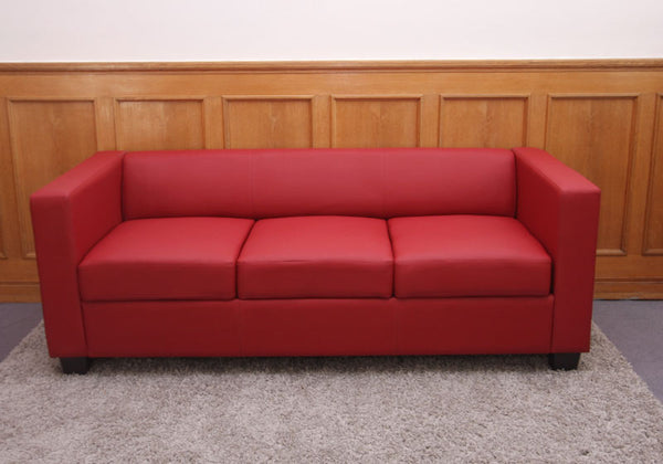 3-1-1 Sofagarnitur Couchgarnitur Loungesofa Lille Leder ~ rot