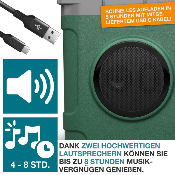 3-in-1 Musikkühlbox mit Bluetooth 21l tragbar & stylisch