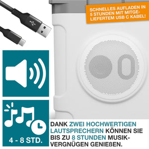 3-in-1 Musikkühlbox mit Bluetooth 21l tragbar & stylisch
