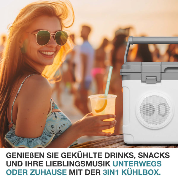 3-in-1 Musikkühlbox mit Bluetooth 21l tragbar & stylisch