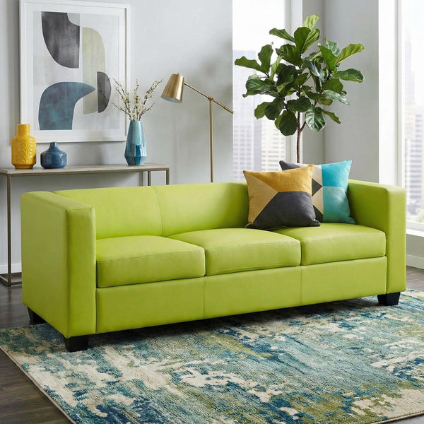 3-Sitzer Loungesofa aus Kunstleder hellgrün