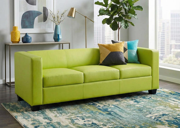 3-Sitzer Loungesofa aus Kunstleder hellgrün