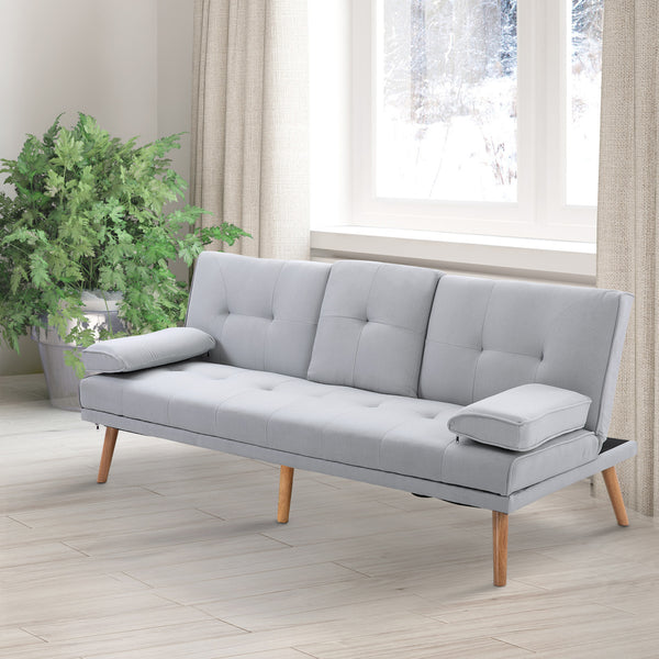 3-Sitzer Sofa Schlafcouch Gästebett 181x77x72cm Hellgrau