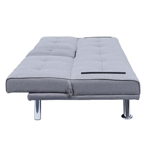 3-Sitzer Schlafsofa Gästebett mit Tassenhalter Textil hellgrau