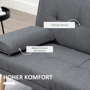 3-Sitzer Sofa Gästebett mit Becherhalter Dunkelgrau