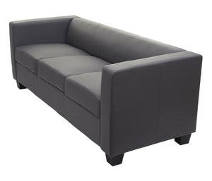 3-Sitzer Sofa Couch aus Kunstleder dunkelgrau
