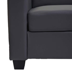 3-Sitzer Sofa Couch aus Kunstleder dunkelgrau