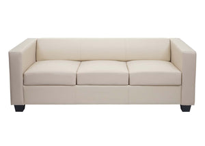 3-Sitzer Sofa Couch aus Leder Loungesofa creme