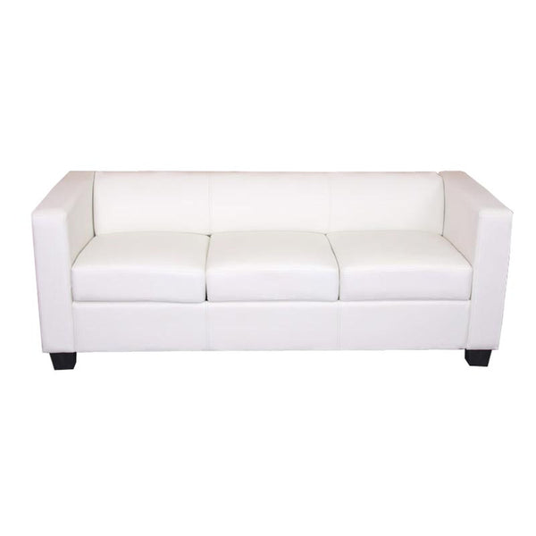 3-Sitzer Sofa Couch Loungesofa aus Kunstleder weiss