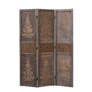 3-panel wooden room divider, brown