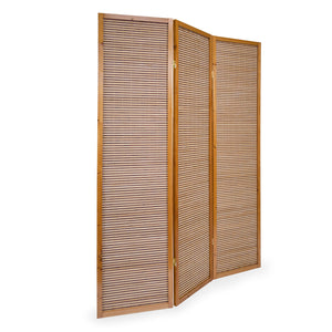 3-panel wooden room divider, brown