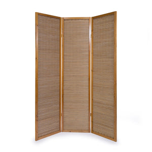 3-panel wooden room divider, brown