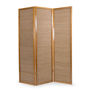 3-panel wooden room divider, brown