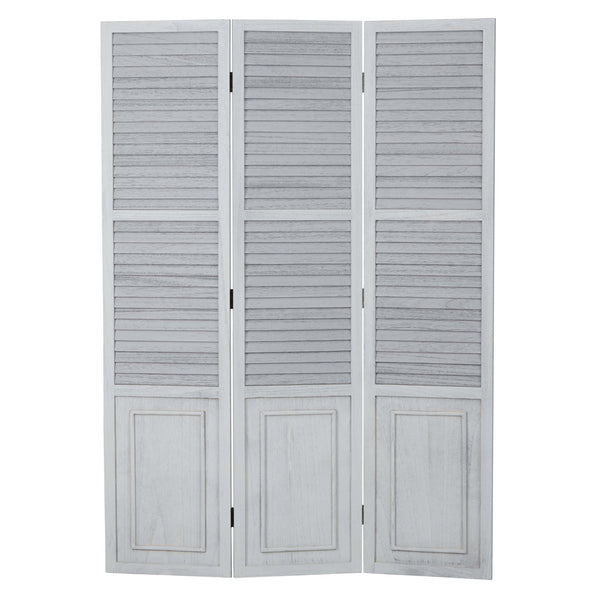 Paravent en bois à 3 panneaux, gris