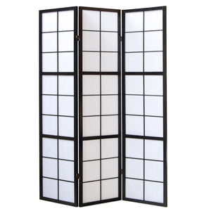 3-panel wooden room divider, black