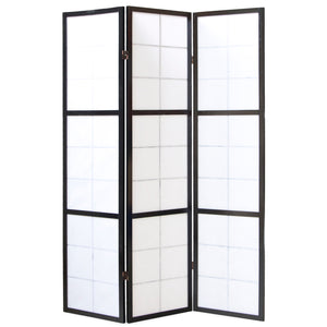 3-panel wooden room divider, black