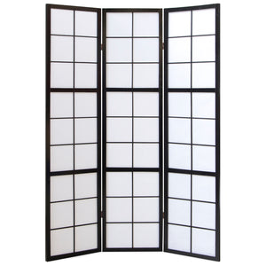 3-panel wooden room divider, black