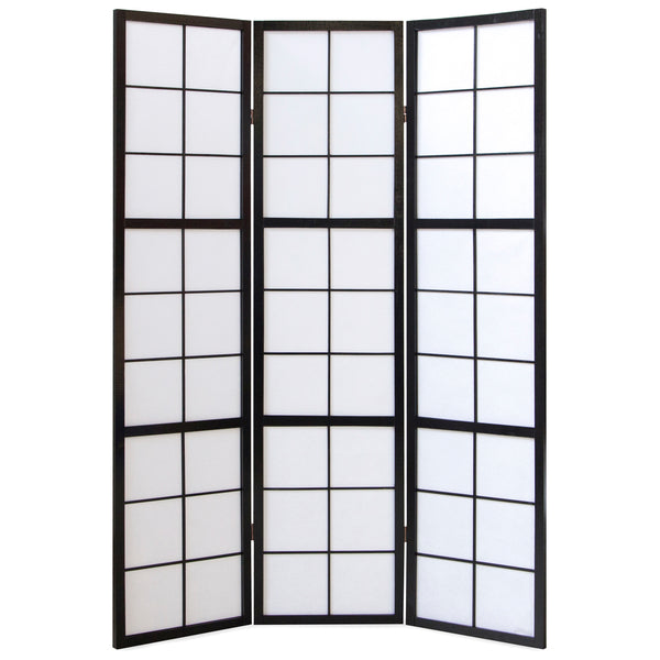 3-panel wooden room divider, black