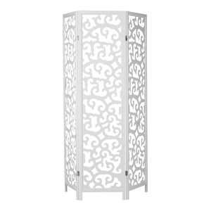 3-panel wooden room divider, white