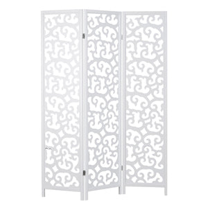3-panel wooden room divider, white