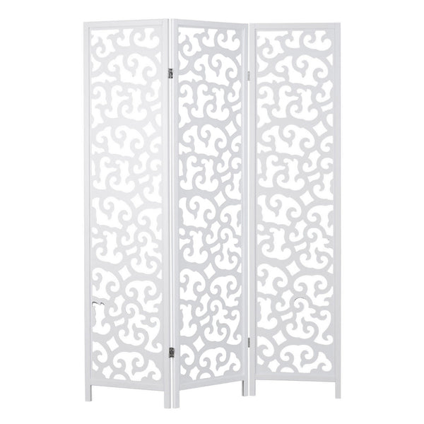 3-panel wooden room divider, white