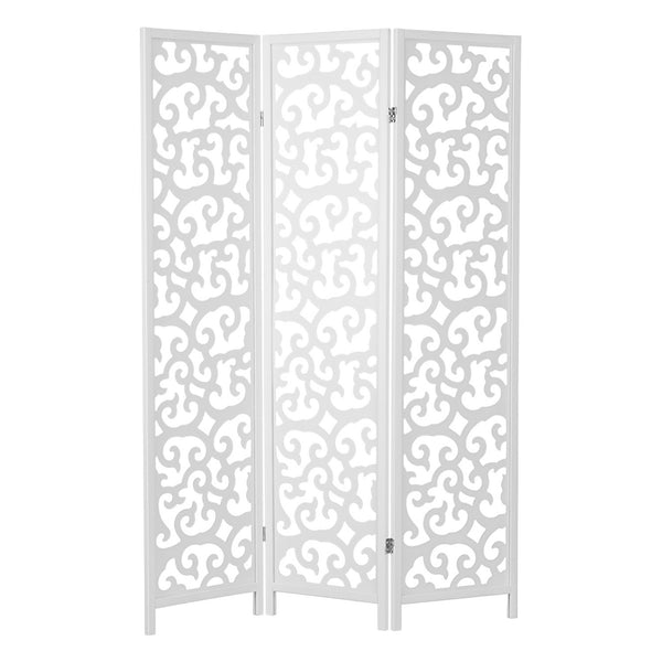 3-panel wooden room divider, white