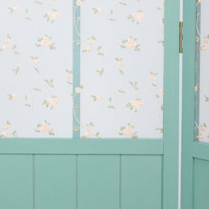 Paravent en bois à 3 panneaux de style champêtre, turquoise