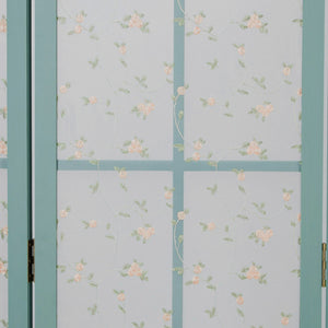 Paravent en bois à 3 panneaux de style champêtre, turquoise