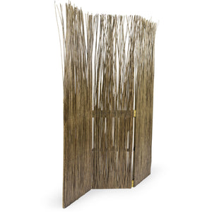 3-panel folding screen/room divider made of willow wood, grey
