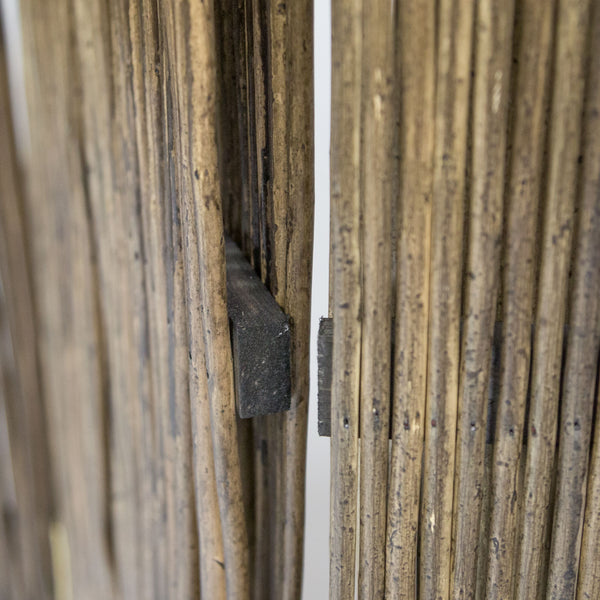 3-panel folding screen/room divider made of willow wood, grey