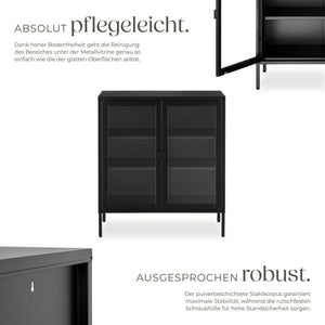 Metallvitrine Baker mit Glastüren schwarz