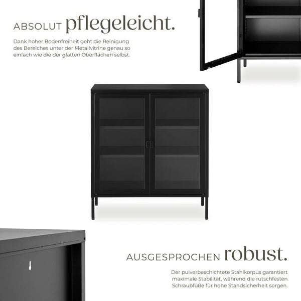 Metallvitrine Baker mit Glastüren schwarz