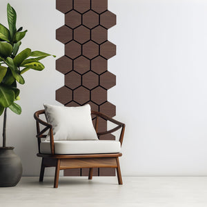 8er Set Akustikpaneele Wandpaneele Hexagon Wabe 76 x 62 cm Braun Walnuss Holz 3D