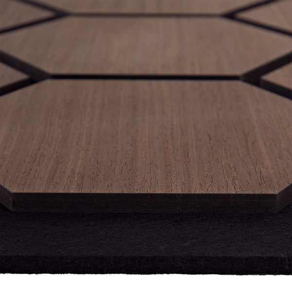 8er Set Akustikpaneele Wandpaneele Hexagon Wabe 76 x 62 cm Braun Walnuss Holz 3D