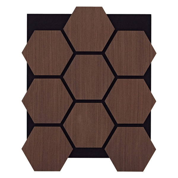 8er Set Akustikpaneele Wandpaneele Hexagon Wabe 76 x 62 cm Braun Walnuss Holz 3D