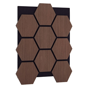 8er Set Akustikpaneele Wandpaneele Hexagon Wabe 76 x 62 cm Braun Walnuss Holz 3D
