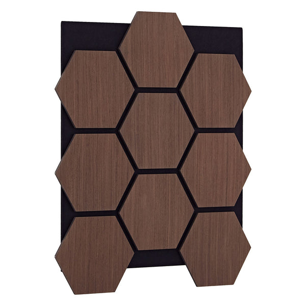 8er Set Akustikpaneele Wandpaneele Hexagon Wabe 76 x 62 cm Braun Walnuss Holz 3D