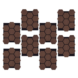 8er Set Akustikpaneele Wandpaneele Hexagon Wabe 76 x 62 cm Braun Walnuss Holz 3D