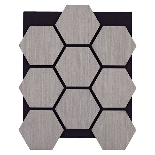 8er Set Akustikpaneele Wandpaneele Hexagon Wabe 76 x 62 cm Grau Holz 3D