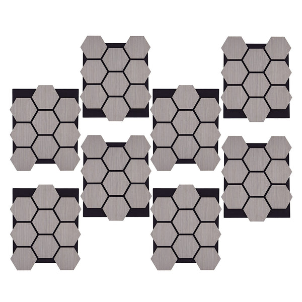 8er Set Akustikpaneele Wandpaneele Hexagon Wabe 76 x 62 cm Grau Holz 3D