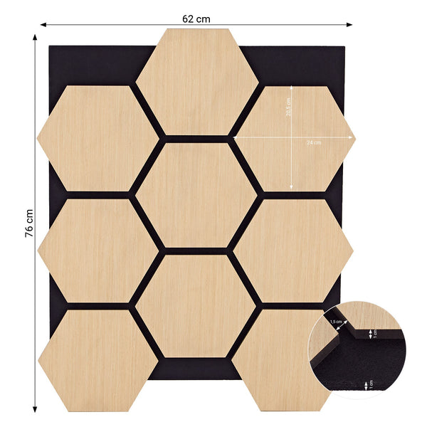 8er Set Akustikpaneele Wandpaneele Hexagon Wabe 76 x 62 cm Natur Eiche Holz 3D